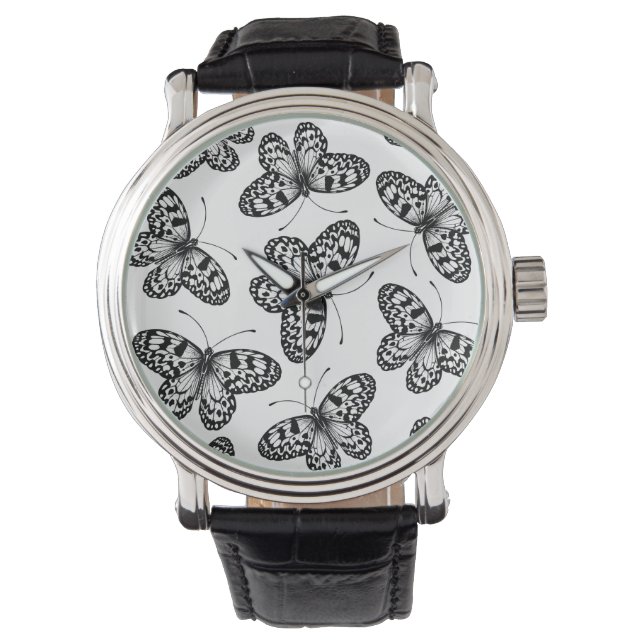 Schmetterlingsmuster Armbanduhr (Vorderseite)