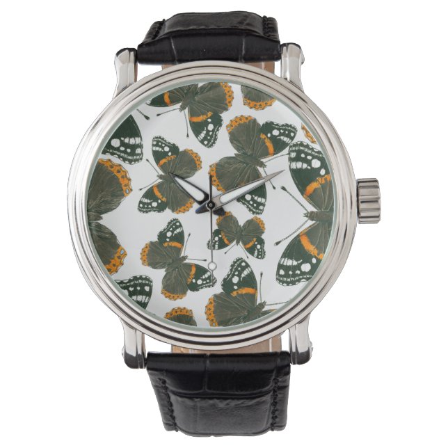 Schmetterlingsmuster Armbanduhr (Vorderseite)