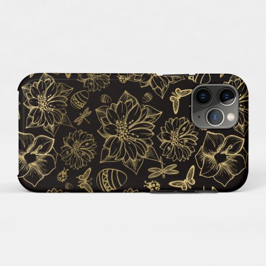 Schmetterlingsmuster aus Gold-Blume Case-Mate iPhone Hülle (Rückseite (Horizontal))