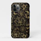 Schmetterlingsmuster aus Gold-Blume Case-Mate iPhone Hülle (Rückseite)