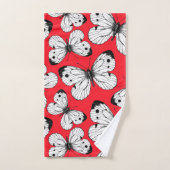 Schmetterlingsmuster aus Kohl in Rot Badhandtuch Set (Handtuch)