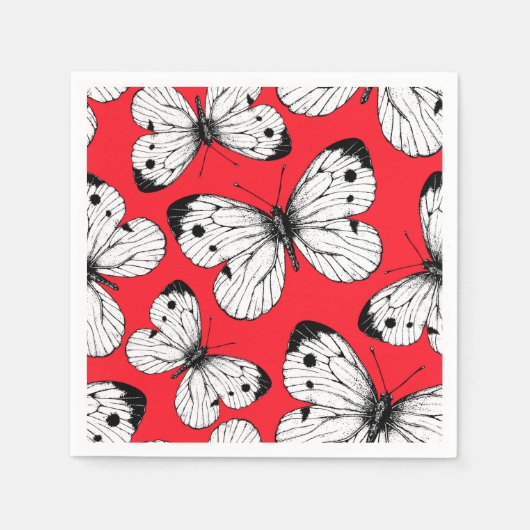 Schmetterlingsmuster aus Kohl in Rot Serviette (Vorderseite)