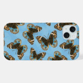 Schmetterlingsmuster Blaue Stiefmütterchen iPhone Hülle (Rückseite (Horizontal))