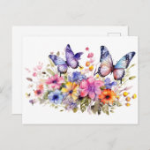 Schmetterlingsmuster der Blume Postkarte (Vorne/Hinten)
