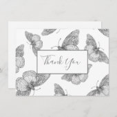 Schmetterlingsmuster für Pen und Tinte Dankeskarte (Vorne/Hinten)