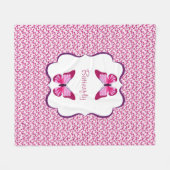 Schmetterlingsmuster Hübsch Pink Lila Fleecedecke (Vorderseite (Horizontal))