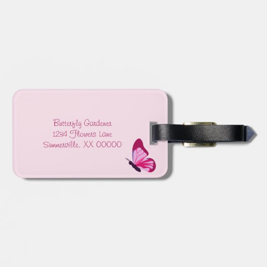 Schmetterlingsmuster Hübsch Pink Lila Gepäckanhänger (Rückseite horizontal)