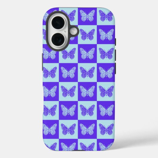 Schmetterlingsmuster in blau und Lila Case-Mate iPhone Hülle (Rückseite)
