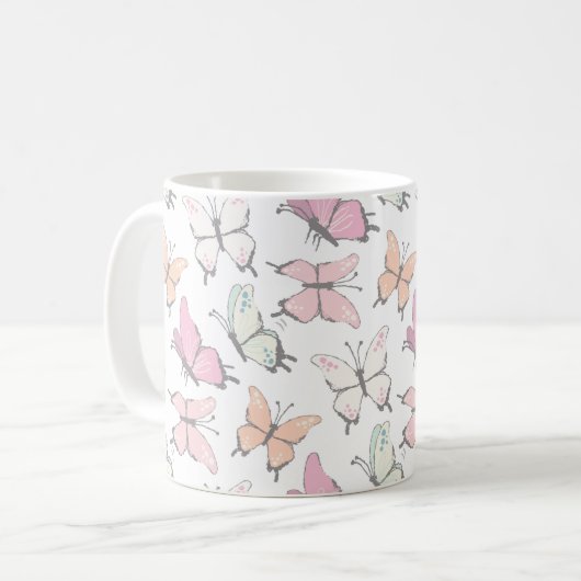 Schmetterlingsmuster Kaffeetasse (Vorderseite Links)