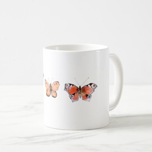 Schmetterlingsmuster Kaffeetasse (VorderseiteRechts)