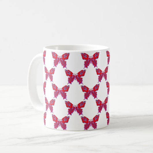 Schmetterlingsmuster Kaffeetasse (Vorderseite Links)
