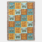 Schmetterlingsmuster-Liebe | Blau und Orangen Grad Decke (Vorderseite Vertikal)