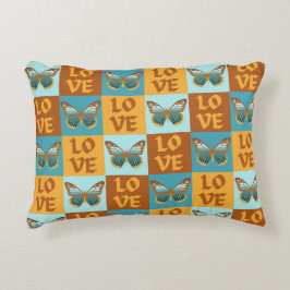 Schmetterlingsmuster-Liebe | Blau und Orangen Grad Dekokissen