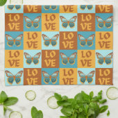 Schmetterlingsmuster-Liebe | Blau und Orangen Grad Geschirrtuch (Gefaltet)