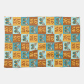 Schmetterlingsmuster-Liebe | Blau und Orangen Grad Geschirrtuch (Horizontal)