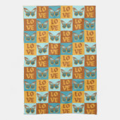 Schmetterlingsmuster-Liebe | Blau und Orangen Grad Geschirrtuch (Vertikal)