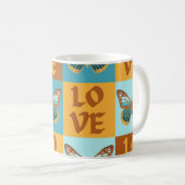 Schmetterlingsmuster-Liebe | Blau und Orangen Grad Kaffeetasse (VorderseiteRechts)