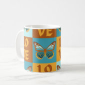 Schmetterlingsmuster-Liebe | Blau und Orangen Grad Kaffeetasse (Vorderseite Links)