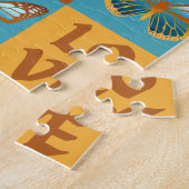 Schmetterlingsmuster-Liebe | Blau und Orangen Grad Puzzle (Seite)