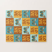 Schmetterlingsmuster-Liebe | Blau und Orangen Grad Puzzle (Horizontal)
