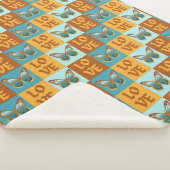 Schmetterlingsmuster-Liebe | Blau und Orangen Grad Sherpadecke (3/4)