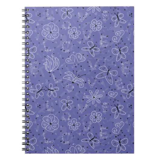 Schmetterlingsmuster LIEBE - nahtlos. Notizblock (Vorderseite)