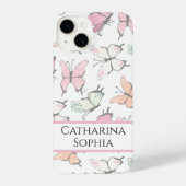Schmetterlingsmuster mit Namen iPhone Hülle (Rückseite)