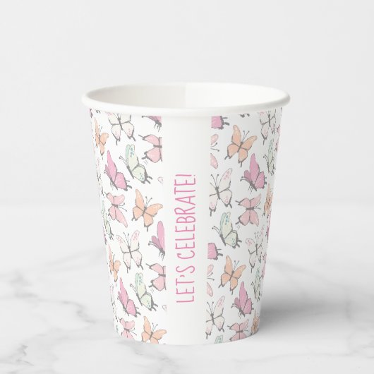 Schmetterlingsmuster Pappbecher (Links)