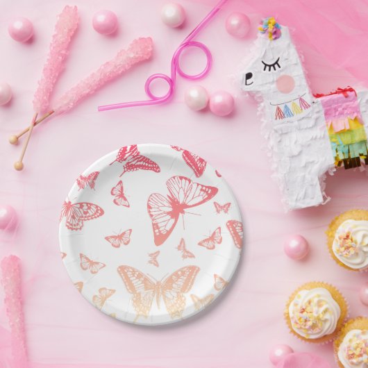 Schmetterlingsmuster Pappteller (Party)