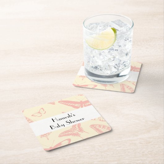 Schmetterlingsmuster, rosa Schmetterlinge, Babydus Rechteckiger Pappuntersetzer (Vor Ort)