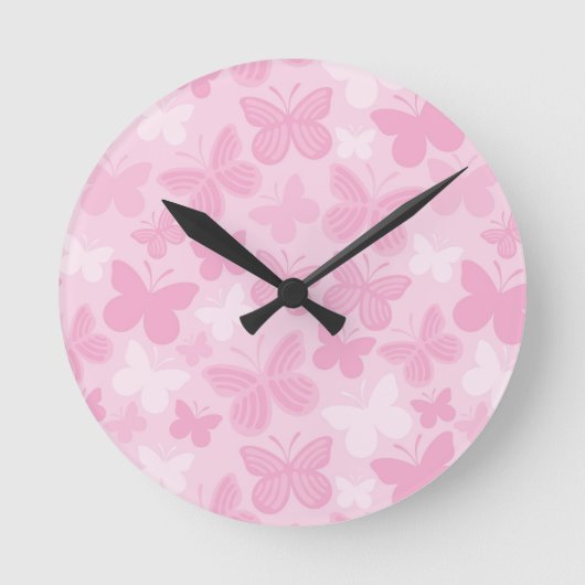 Schmetterlingsmuster Runde Wanduhr (Vorderseite)