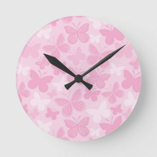Schmetterlingsmuster Runde Wanduhr
