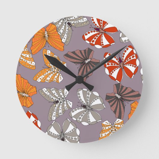 Schmetterlingsmuster Runde Wanduhr (Vorderseite)