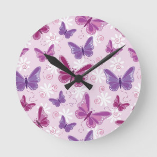 Schmetterlingsmuster Runde Wanduhr