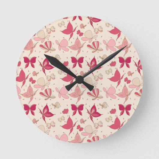 Schmetterlingsmuster Runde Wanduhr (Vorderseite)
