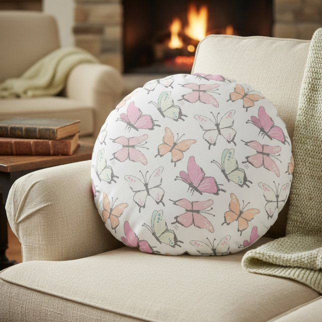 Schmetterlingsmuster Rundes Kissen (round pillow with butterfly pattern)