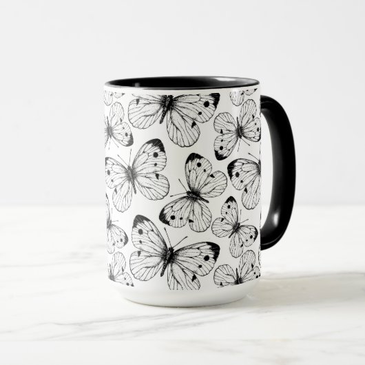Schmetterlingsmuster Tasse (VorderseiteRechts)