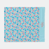 Schmetterlingsmuster Türkis lila blauer Name Fleecedecke (Vorderseite (Horizontal))