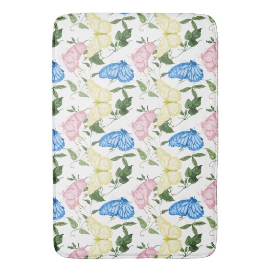 Schmetterlingsmuster Wiese Badematte (Vorderseite Vertikal)