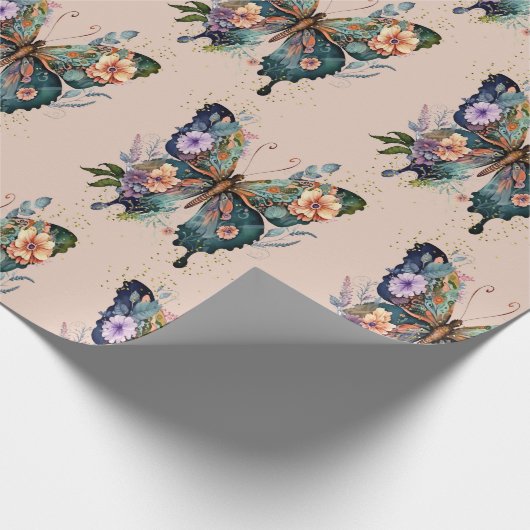 Schmetterlingspapier und Blume Geschenkpapier (Ecke)