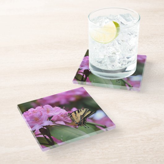Schmetterlingsparadies Glasuntersetzer (Schrägansicht)