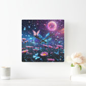 Schmetterlingsparadies Quadratische Wanduhr (Zuhause)