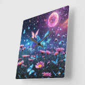 Schmetterlingsparadies Quadratische Wanduhr (Winkel)