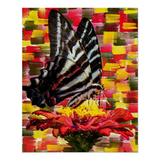 Schmetterlingsplatte auf der Blume Poster (Vorderseite)