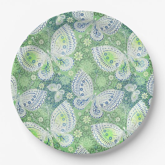 Schmetterlingsplatte Hochzeit/Dusche Pappteller (Vorderseite)