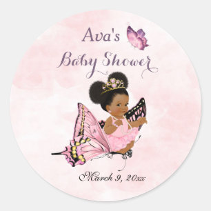 Schmetterlingsprinzessin Baby Mädchen Rosa Klassis Runder Aufkleber