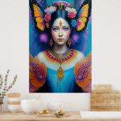 Schmetterlingsprinzessin mit winziger Krone Poster (Küche)