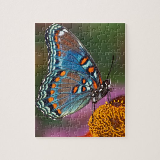 Schmetterlingsprofil auf einer Blume Puzzle (Vertikal)