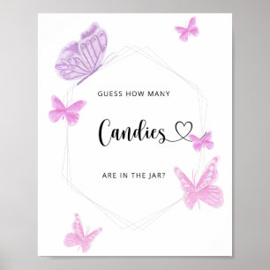 Schmetterlingsraten Sie, wie viele Bonbons Poster