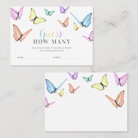 Schmetterlingsraten wie viele Babydusche Spiel Visitenkarte (Vorne/Hinten)